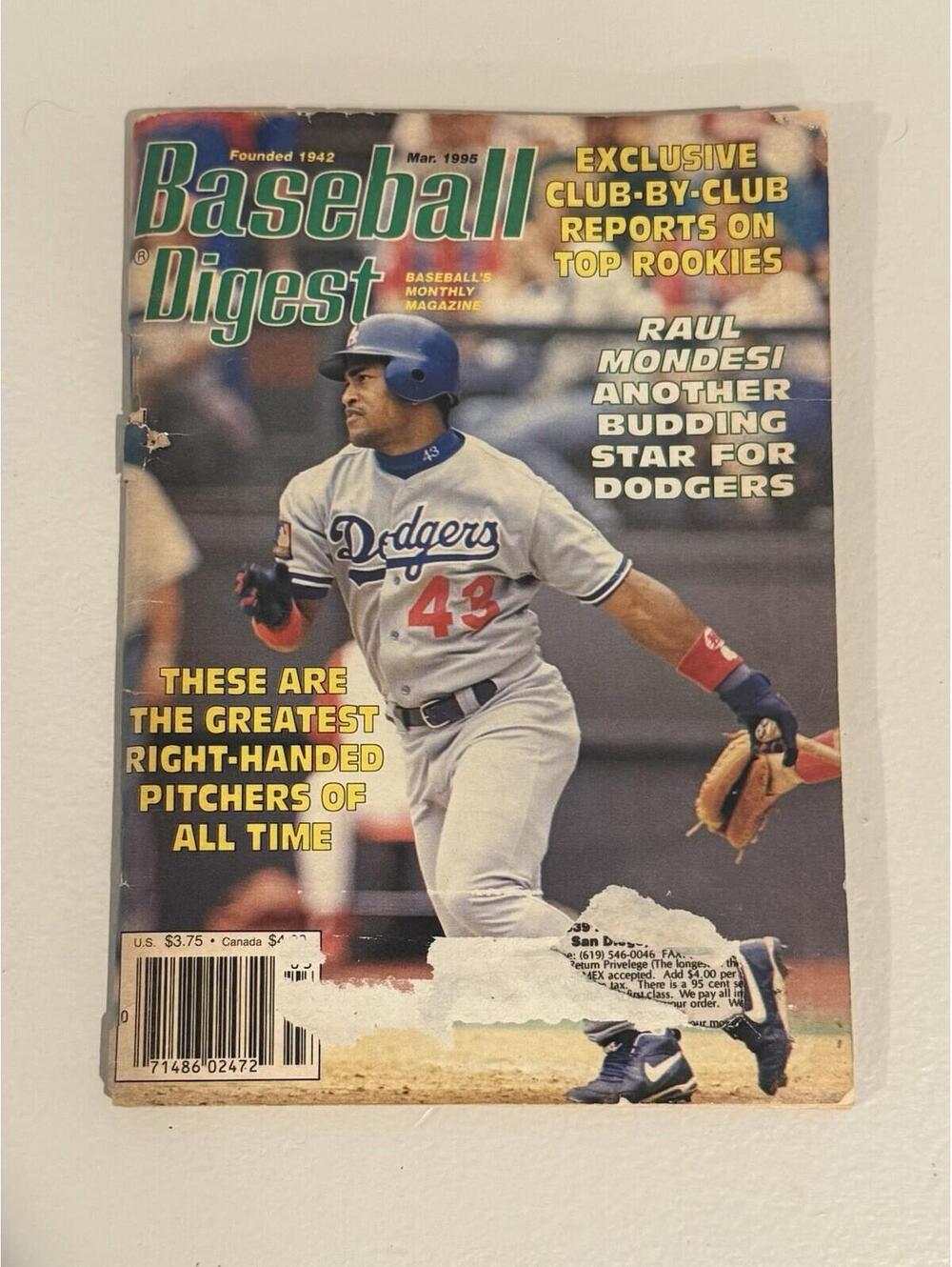 Baseball‎ Digest March 1995 Raul Mondesi ANOTHER BUDDING STAR FOR THE DODGERS